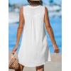 imageCUPSHE Swimsuit Coverup for Women V Neck Beachwear Sleeveless Beach Dress with Chest PocketWhite