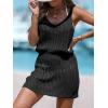 imageCUPSHE Women Bathing Suit Crochet Cover Up Hollow Out Swimsuit Beach Summer Dress Coverups 2025Black
