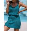 imageCUPSHE Women Bathing Suit Crochet Cover Up Hollow Out Swimsuit Beach Summer Dress Coverups 2025Eucalyptus Blue