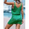 imageCUPSHE Women Bathing Suit Crochet Cover Up Hollow Out Swimsuit Beach Summer Dress Coverups 2025Green