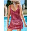 imageCUPSHE Women Bathing Suit Crochet Cover Up Hollow Out Swimsuit Beach Summer Dress Coverups 2025Wine