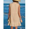 imageCUPSHE Women Swimsuit Coverup 100 Cotton Ruffle Hem Beach Cover Up DressesBeige