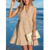 imageCUPSHE Women Swimsuit Coverup 100 Cotton Ruffle Hem Beach Cover Up DressesBeige