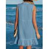 imageCUPSHE Women Swimsuit Coverup 100 Cotton Ruffle Hem Beach Cover Up DressesLake Blue