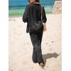 imageCUPSHE Womens Crochet Cover Up Set Button Down Hollow Out Top Long Net Pant 2 Piece BeachwearBlack