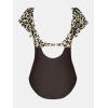 imageCUPSHE Womens One Piece Swimsuit Tummy Control Bathing Suit V Neck Ruffled Wrap Ruched Cutout Back Hook Available in PlusBeigeBrownLeopard