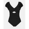 imageCUPSHE Womens One Piece Swimsuit Tummy Control Bathing Suit V Neck Ruffled Wrap Ruched Cutout Back Hook Available in PlusBlack