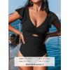 imageCUPSHE Womens One Piece Swimsuit Tummy Control Bathing Suit V Neck Ruffled Wrap Ruched Cutout Back Hook Available in PlusBlack