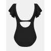 imageCUPSHE Womens One Piece Swimsuit Tummy Control Bathing Suit V Neck Ruffled Wrap Ruched Cutout Back Hook Available in PlusBlack