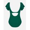 imageCUPSHE Womens One Piece Swimsuit Tummy Control Bathing Suit V Neck Ruffled Wrap Ruched Cutout Back Hook Available in PlusEmerald Green