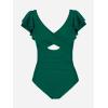 imageCUPSHE Womens One Piece Swimsuit Tummy Control Bathing Suit V Neck Ruffled Wrap Ruched Cutout Back Hook Available in PlusEmerald Green