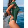 imageCUPSHE Womens One Piece Swimsuit Tummy Control Bathing Suit V Neck Ruffled Wrap Ruched Cutout Back Hook Available in PlusEmerald Green