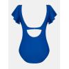imageCUPSHE Womens One Piece Swimsuit Tummy Control Bathing Suit V Neck Ruffled Wrap Ruched Cutout Back Hook Available in PlusProyal Blue
