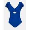 imageCUPSHE Womens One Piece Swimsuit Tummy Control Bathing Suit V Neck Ruffled Wrap Ruched Cutout Back Hook Available in PlusRoyal Blue