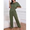 imageCUPSHE Womens Satin Silk Pajama Set Soft Pjs Sleepwear Short Sleeve Top with Long Pajama Pant SetArmy Green