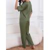 imageCUPSHE Womens Satin Silk Pajama Set Soft Pjs Sleepwear Short Sleeve Top with Long Pajama Pant SetArmy Green