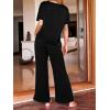 imageCUPSHE Womens Satin Silk Pajama Set Soft Pjs Sleepwear Short Sleeve Top with Long Pajama Pant SetBblack