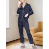 imageCUPSHE Womens Satin Silk Pajama Set Soft Pjs Sleepwear Short Sleeve Top with Long Pajama Pant SetBblack2