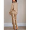 imageCUPSHE Womens Satin Silk Pajama Set Soft Pjs Sleepwear Short Sleeve Top with Long Pajama Pant SetBkhaki