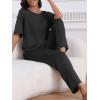 imageCUPSHE Womens Satin Silk Pajama Set Soft Pjs Sleepwear Short Sleeve Top with Long Pajama Pant SetBlack