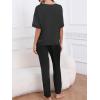 imageCUPSHE Womens Satin Silk Pajama Set Soft Pjs Sleepwear Short Sleeve Top with Long Pajama Pant SetBlack