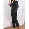 imageCUPSHE Womens Satin Silk Pajama Set Soft Pjs Sleepwear Short Sleeve Top with Long Pajama Pant SetBlack