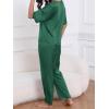 imageCUPSHE Womens Satin Silk Pajama Set Soft Pjs Sleepwear Short Sleeve Top with Long Pajama Pant SetBlue Green