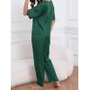 imageCUPSHE Womens Satin Silk Pajama Set Soft Pjs Sleepwear Short Sleeve Top with Long Pajama Pant SetBlue Green