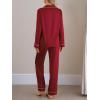imageCUPSHE Womens Satin Silk Pajama Set Soft Pjs Sleepwear Short Sleeve Top with Long Pajama Pant SetBred