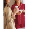 imageCUPSHE Womens Satin Silk Pajama Set Soft Pjs Sleepwear Short Sleeve Top with Long Pajama Pant SetBred