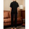 imageCUPSHE Womens Satin Silk Pajama Set Soft Pjs Sleepwear Short Sleeve Top with Long Pajama Pant SetCblack