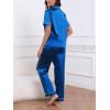 imageCUPSHE Womens Satin Silk Pajama Set Soft Pjs Sleepwear Short Sleeve Top with Long Pajama Pant SetCblue