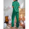 imageCUPSHE Womens Satin Silk Pajama Set Soft Pjs Sleepwear Short Sleeve Top with Long Pajama Pant SetCgreen
