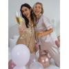 imageCUPSHE Womens Satin Silk Pajama Set Soft Pjs Sleepwear Short Sleeve Top with Long Pajama Pant SetCkhaki