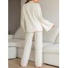 imageCUPSHE Womens Satin Silk Pajama Set Soft Pjs Sleepwear Short Sleeve Top with Long Pajama Pant SetWhiter1