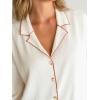 imageCUPSHE Womens Satin Silk Pajama Set Soft Pjs Sleepwear Short Sleeve Top with Long Pajama Pant SetWhiter1