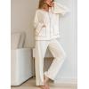 imageCUPSHE Womens Satin Silk Pajama Set Soft Pjs Sleepwear Short Sleeve Top with Long Pajama Pant SetWhiter1