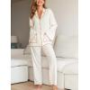 imageCUPSHE Womens Satin Silk Pajama Set Soft Pjs Sleepwear Short Sleeve Top with Long Pajama Pant SetWhiter1