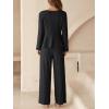 imageCUPSHE Womens Two Piece Outfits Set Long Sleeve Tie Front Top and Wide Leg Pants Casual Loungewear Pajama SetsBlack