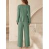 imageCUPSHE Womens Two Piece Outfits Set Long Sleeve Tie Front Top and Wide Leg Pants Casual Loungewear Pajama SetsGreen