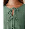 imageCUPSHE Womens Two Piece Outfits Set Long Sleeve Tie Front Top and Wide Leg Pants Casual Loungewear Pajama SetsGreen