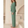 imageCUPSHE Womens Two Piece Outfits Set Long Sleeve Tie Front Top and Wide Leg Pants Casual Loungewear Pajama SetsGreen