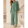 imageCUPSHE Womens Two Piece Outfits Set Long Sleeve Tie Front Top and Wide Leg Pants Casual Loungewear Pajama SetsGreen