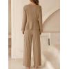 imageCUPSHE Womens Two Piece Outfits Set Long Sleeve Tie Front Top and Wide Leg Pants Casual Loungewear Pajama SetsKhaki