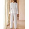 imageCUPSHE Womens Two Piece Outfits Set Long Sleeve Tie Front Top and Wide Leg Pants Casual Loungewear Pajama SetsWhite