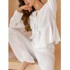 imageCUPSHE Womens Two Piece Outfits Set Long Sleeve Tie Front Top and Wide Leg Pants Casual Loungewear Pajama SetsWhite