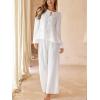imageCUPSHE Womens Two Piece Outfits Set Long Sleeve Tie Front Top and Wide Leg Pants Casual Loungewear Pajama SetsWhite