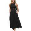 imageCUPSHE Summer Dress for Women 2025 Formal Sleeveless Round Neck Cutout Pockets Casual A Line Maxi DressBlack