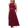 imageCUPSHE Summer Dress for Women 2025 Formal Sleeveless Round Neck Cutout Pockets Casual A Line Maxi DressBurgundy