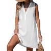 imageCUPSHE Swimsuit Coverup for Women V Neck Beachwear Sleeveless Beach Dress with Chest PocketWhite